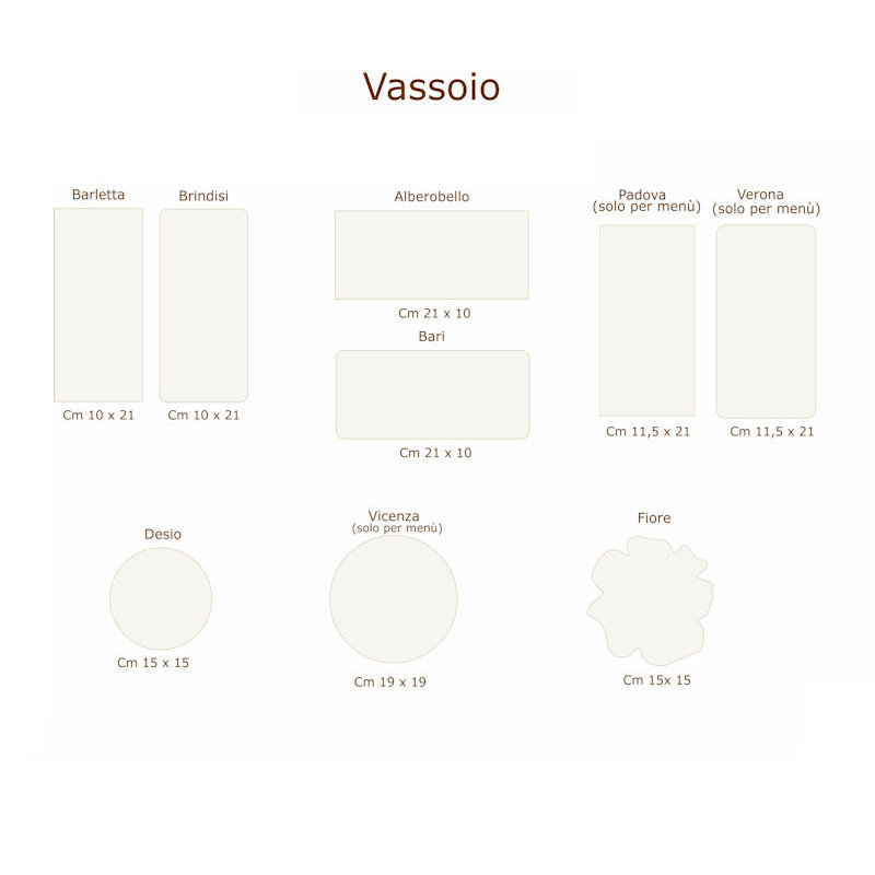Formati Vassoi